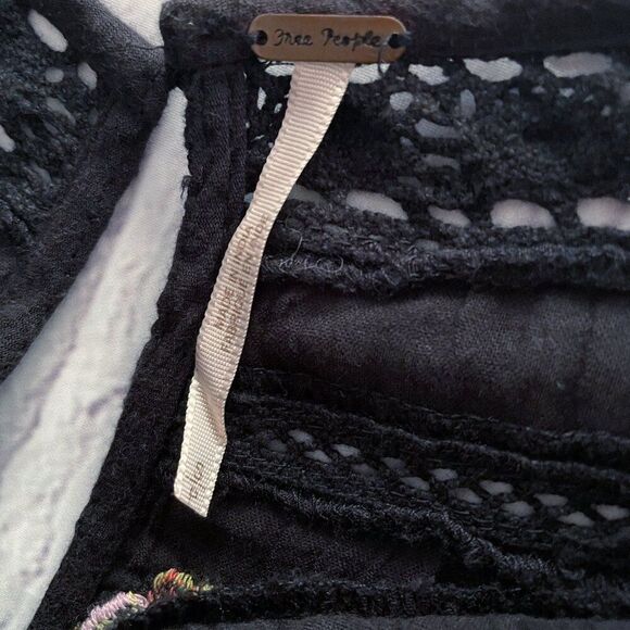 Free People Black Embroidered Lace Gauzy Mini Dress Perfectly Victorian S Boho - Picture 10 of 11